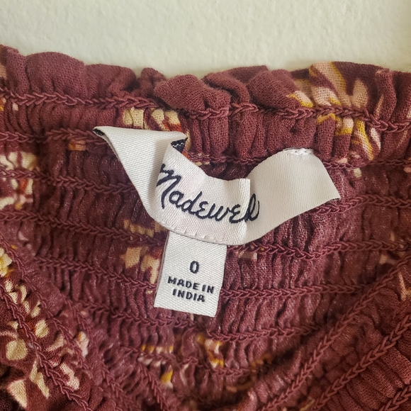 Nwt Madewell Lucie Smocked Square Neck Peplum Blouse Beatrice Floral Dark Merlot - Picture 6 of 7